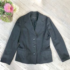 SHIN CHOI dark grey wool blazer with raw edges